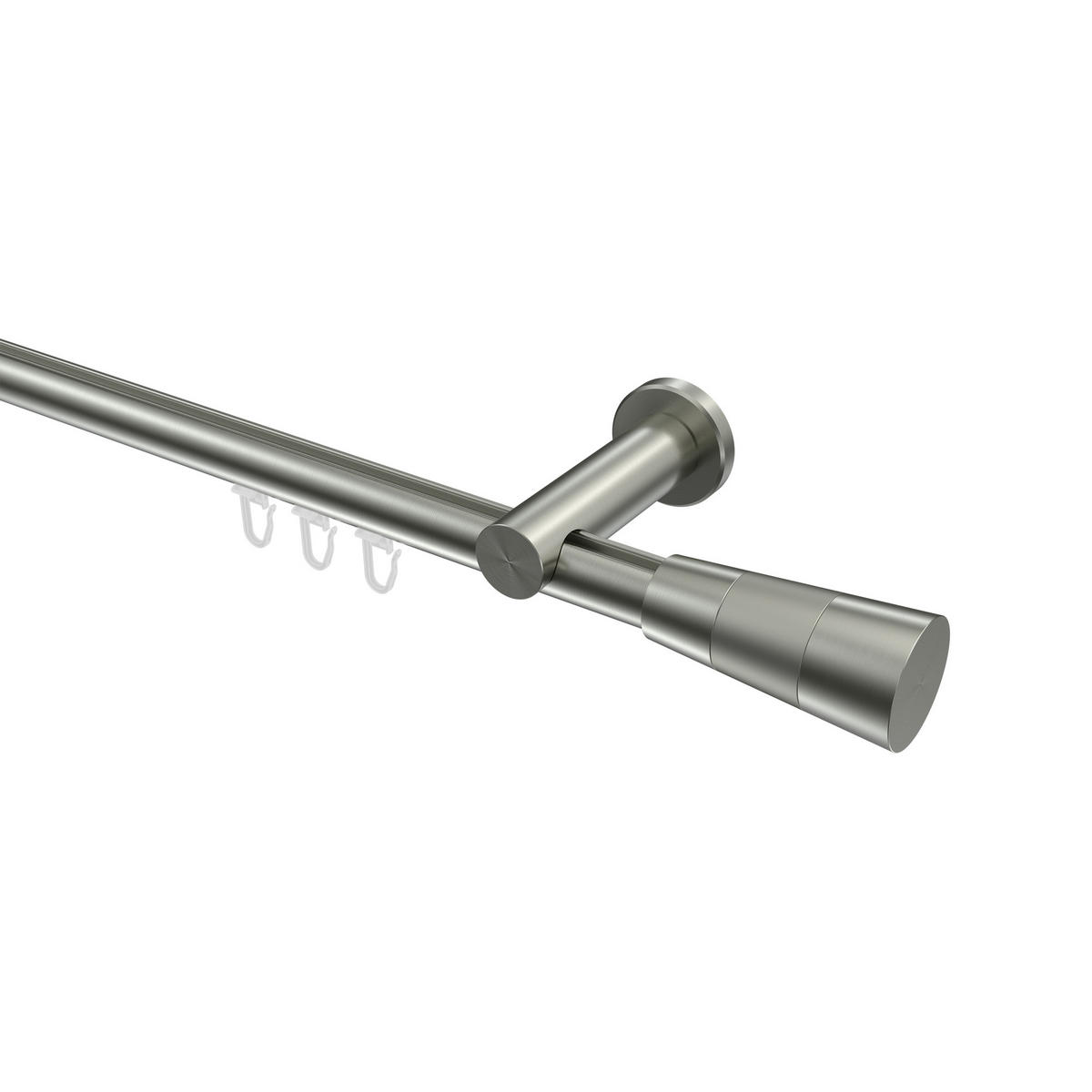 INNENLAUF-GARDINENSTANGEN-SET Platon Tanara 360 cm (geteilt in 2 x 180 cm), 1-läufig, 20 mm Ø Edelstahl-Optik - Edelstahlfarben/Silberfarben, Metall (360cm) - INTERDECO