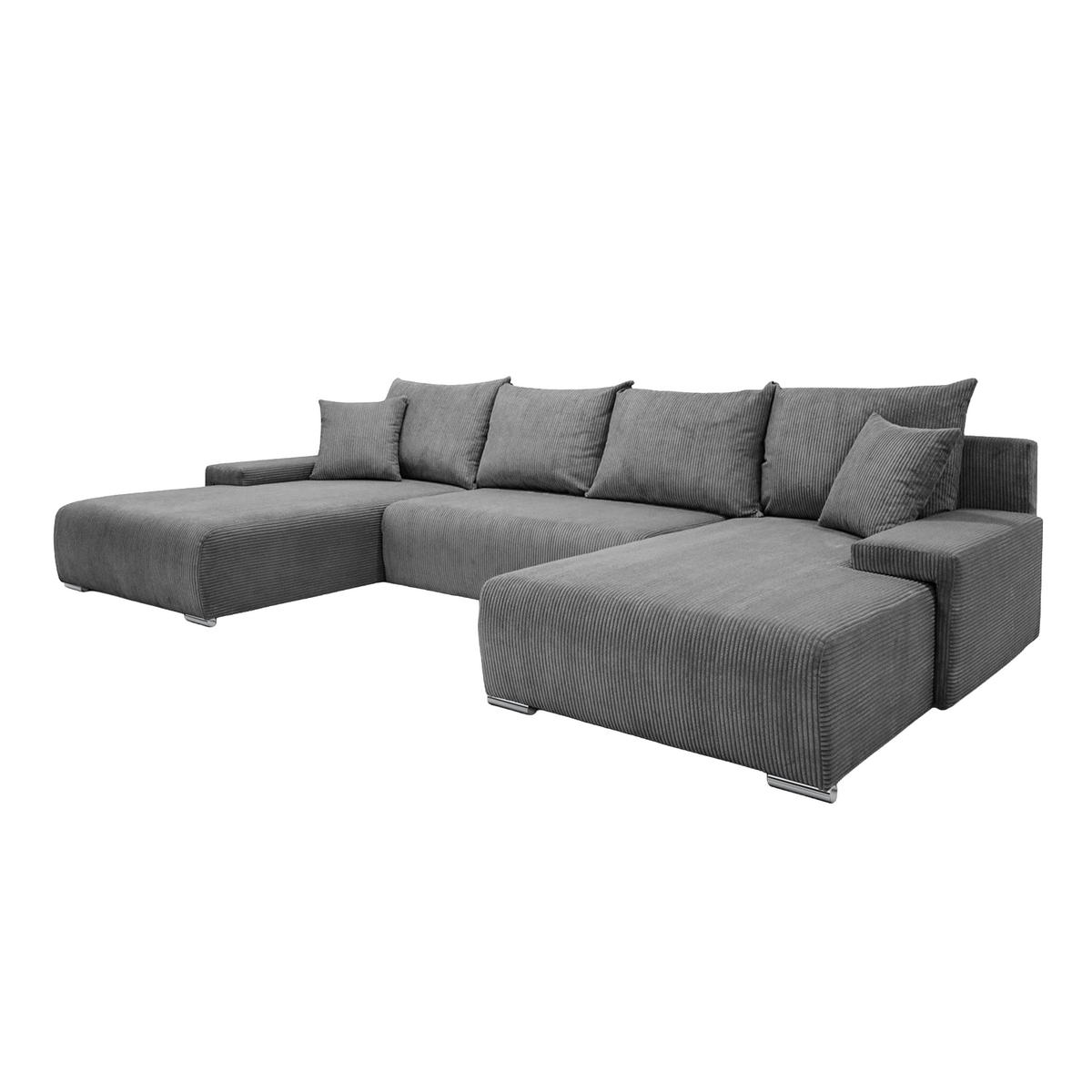ECKSOFA Trawanga s funkcí spánku, Šedá - šedá, textil (348/188cm) - Fedve