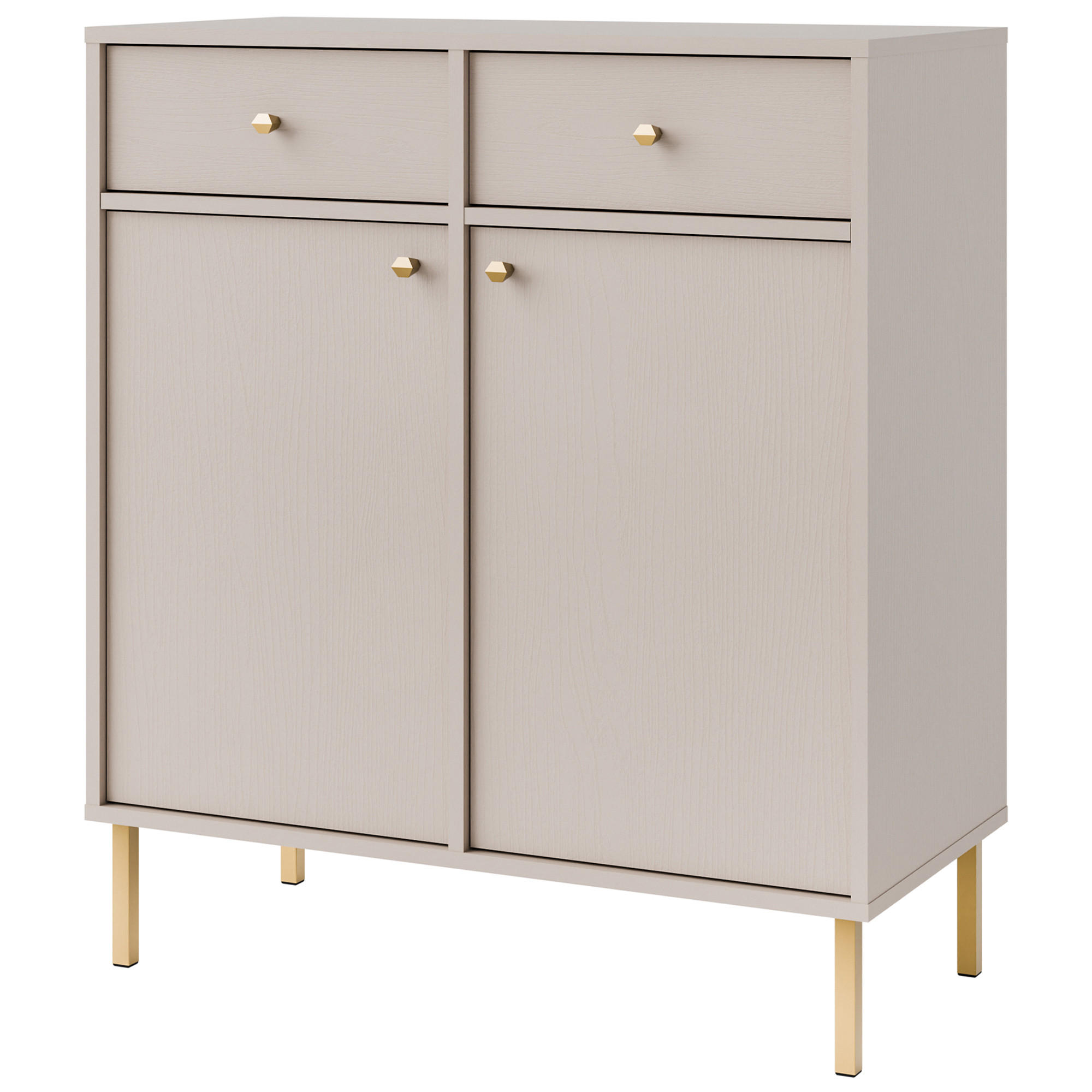 KOMMODE FLOREN, Creme/Gold - Creme, Holzwerkstoff/Metall (83.6/95/40.8cm) - KONSIMO®