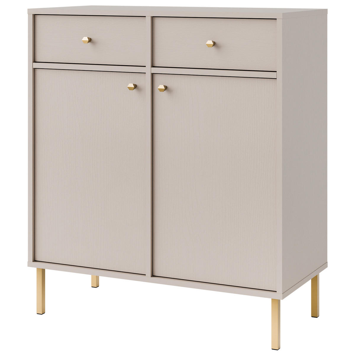 KOMMODE FLOREN, Creme/Gold - Creme, Holzwerkstoff/Metall (83.6/95/40.8cm) - KONSIMO®