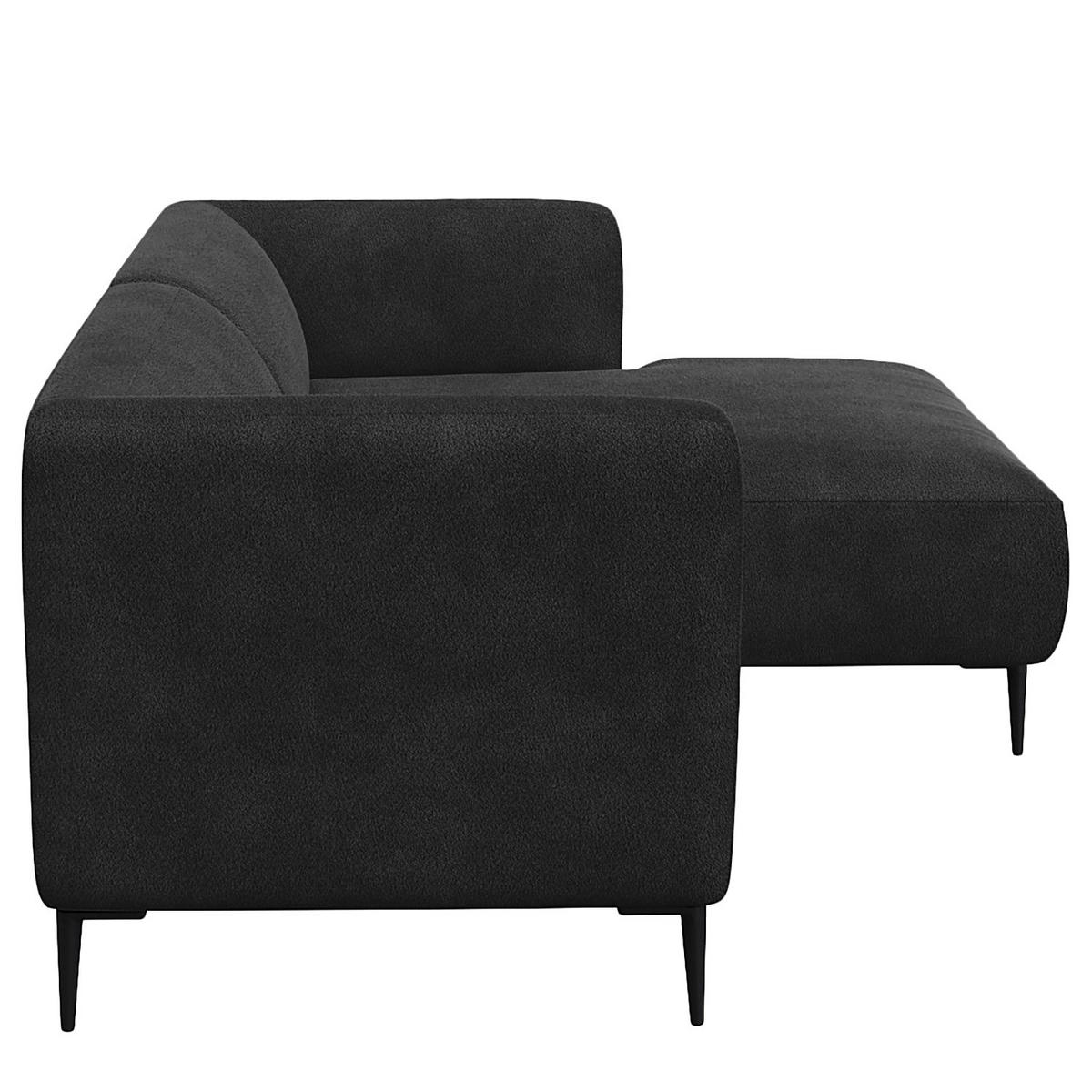 1,5-SITZER ECKSOFA mit Longchair - Anthrazit/Schwarz, Textil/Metall (211/148cm) - home24