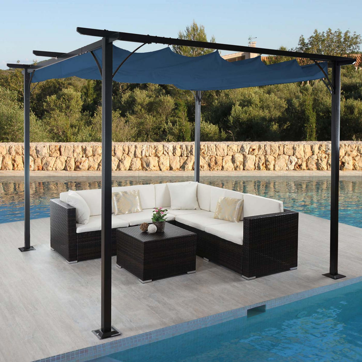 PERGOLA Blau - Blau, Metall (300/232/300cm) - MCW