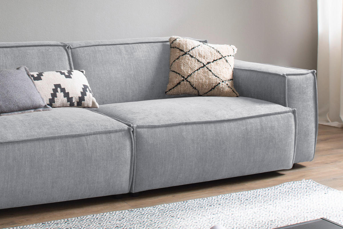SOFA SAMU Hellgrau Webstoff - Hellgrau/Schwarz, Textil (236/72/106cm) - KAWOLA