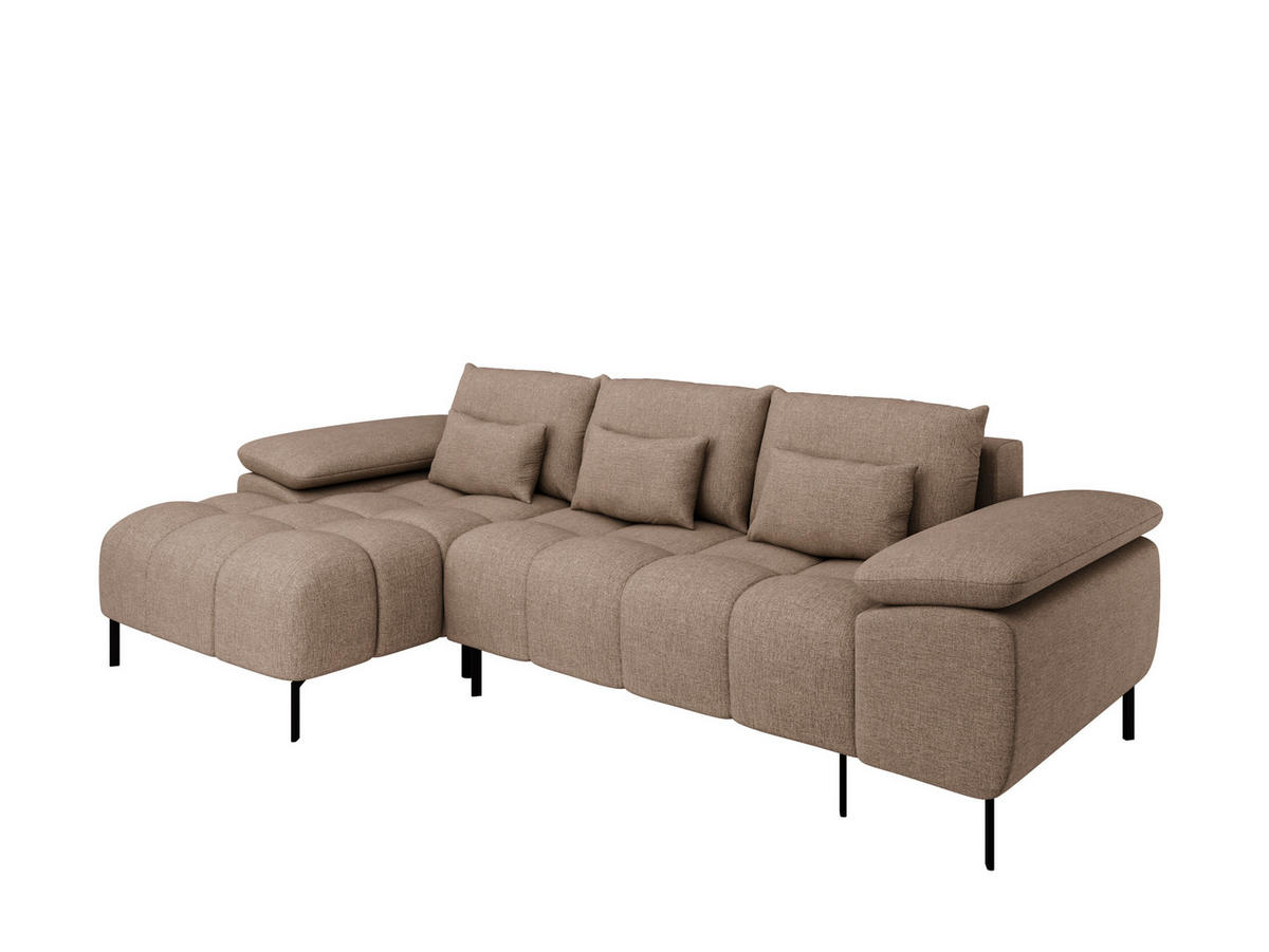 ECKSCHLAFSOFA 4-Sitzer DOLUS – Modernes Ecksofa mit Schlaffunktion Links montierbar , Braun - Braun, Holz (141/277cm) - Panda Möbel