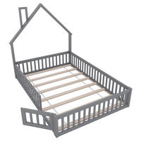 HAUSBETT 140/200 cm DE-03138, mit Schornstein-Design, in Grau - Grau, Holz/Holzwerkstoff (140/200cm) - ComfortXL