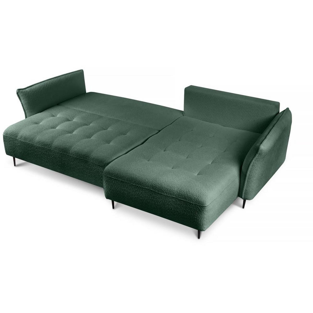 ECKSCHLAFSOFA Bari rechts grün - Schwarz/Grün, Textil (276/158cm) - Beautysofa