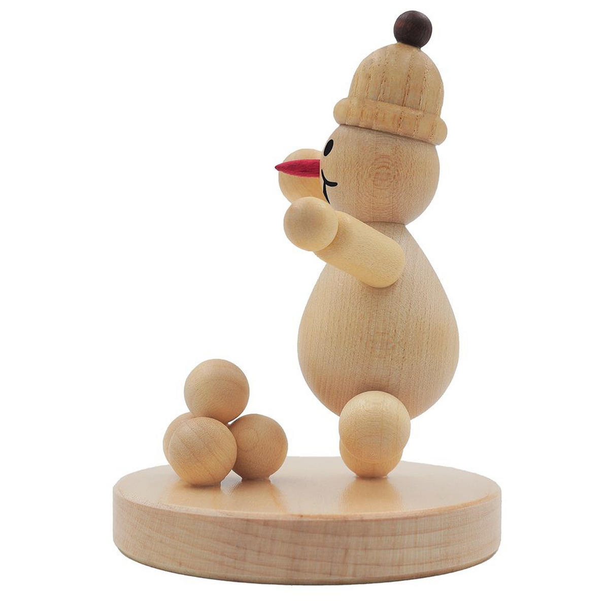 HOLZFIGUR Schneemann Junior Schneeballwerfer auf Sockel 9 cm - Multicolor, Holz (7/1/0.1cm)