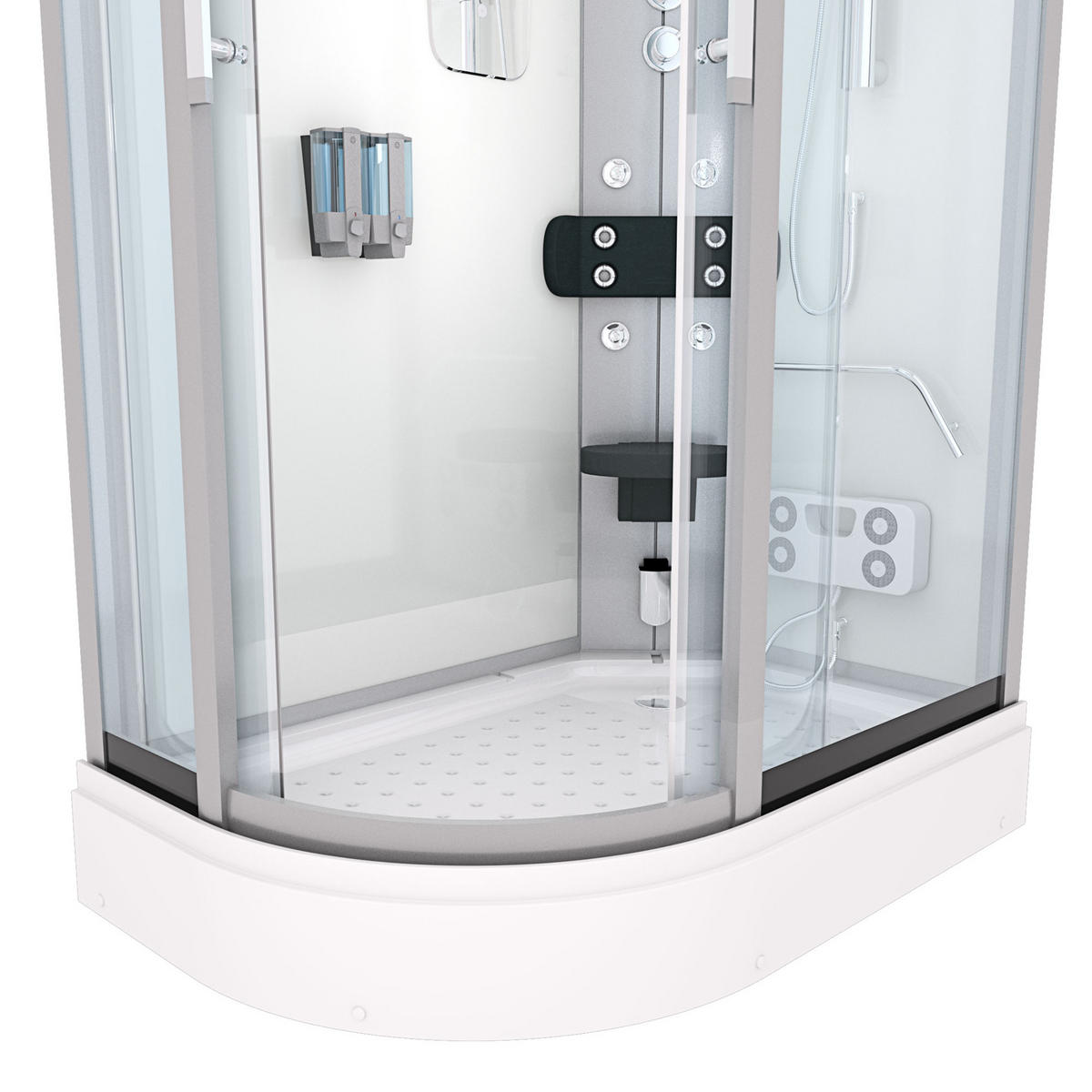 DUSCHE Duschkabine D60-70T1L-EC Weiß 120x80 - Weiß, Glas/Kunststoff (120/80/215cm) - AcquaVapore by Sandra Jentho