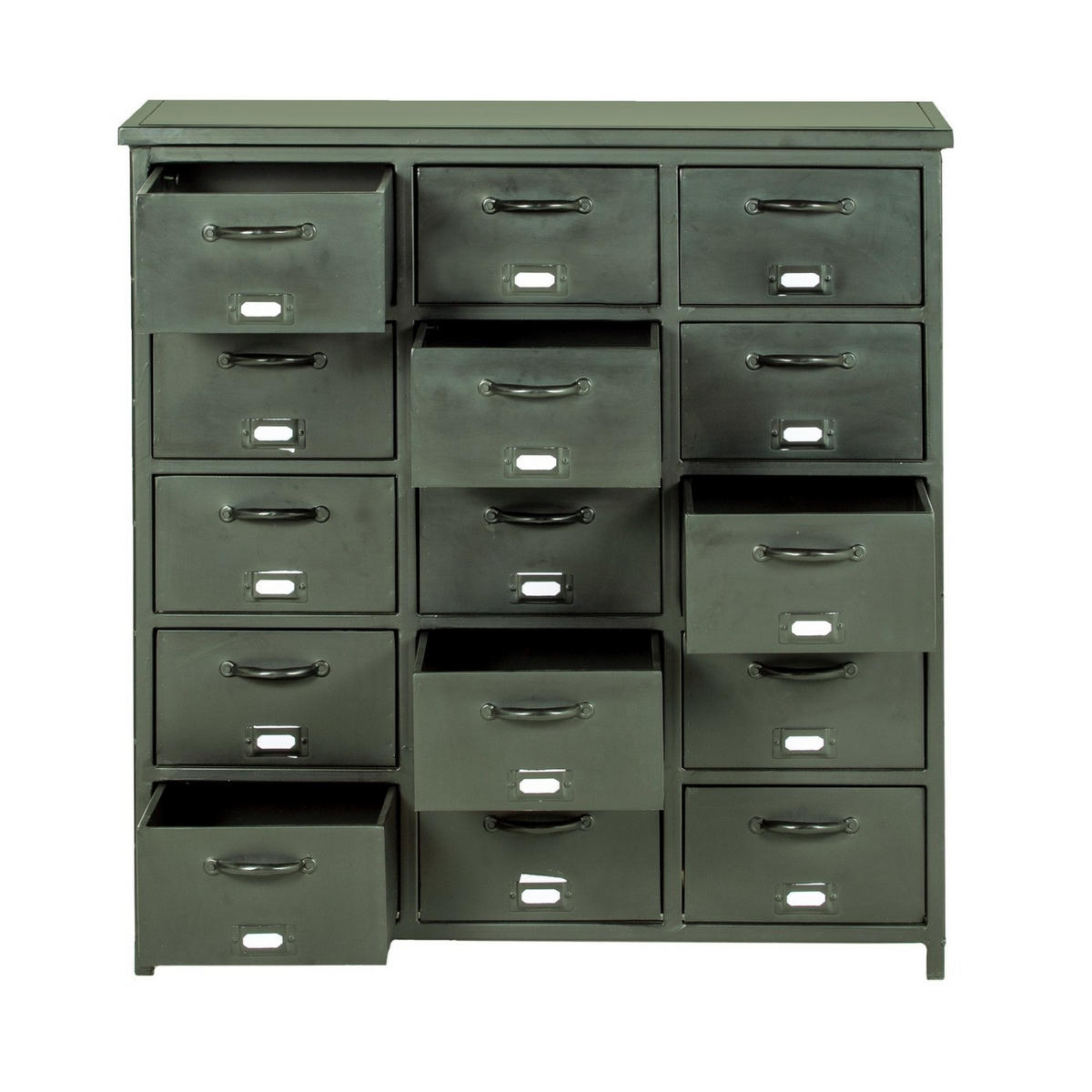 KOMMODE 15 Schubladen aus Metall, grün - Grün, Metall (88/88/37cm) - Giga Meubel