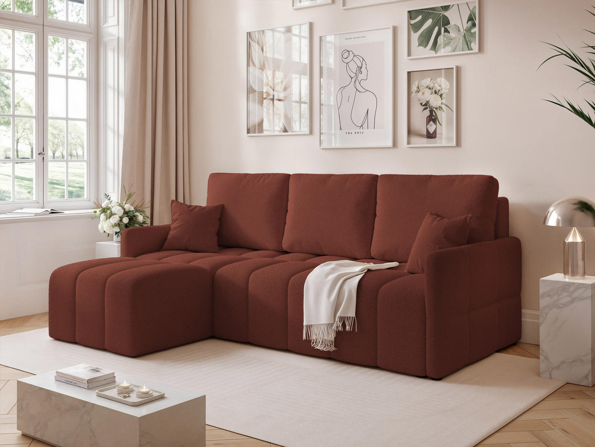 ECKSOFA LUPOO mit Schlaffunktion und Bettkasten Braun - Braun, Holzwerkstoff/Kunststoff (213/152cm) - Idohome