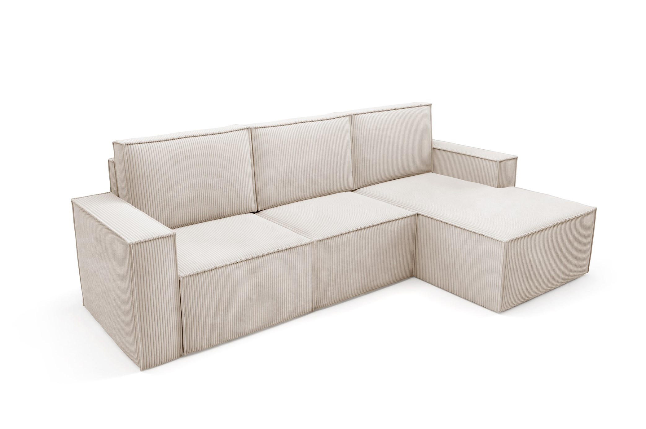 ECKSOFA Orto Beige, Dreisitzer Kordecksofa linke seite - Beige, Holzwerkstoff/Textil (180/142cm) - Bettso