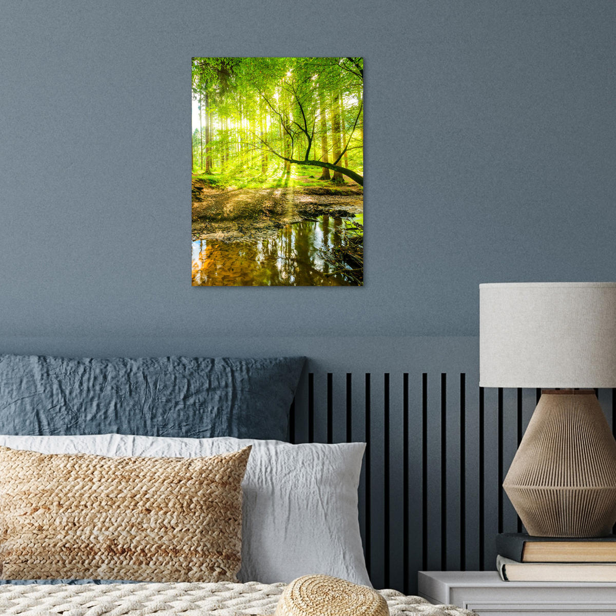 POSTER Wald - Landschaft - Wasser - Bäume - Sonne - Grün - Natur 30x40 cm - Grün, Papier (30/40/0.1cm) - MuchoWow
