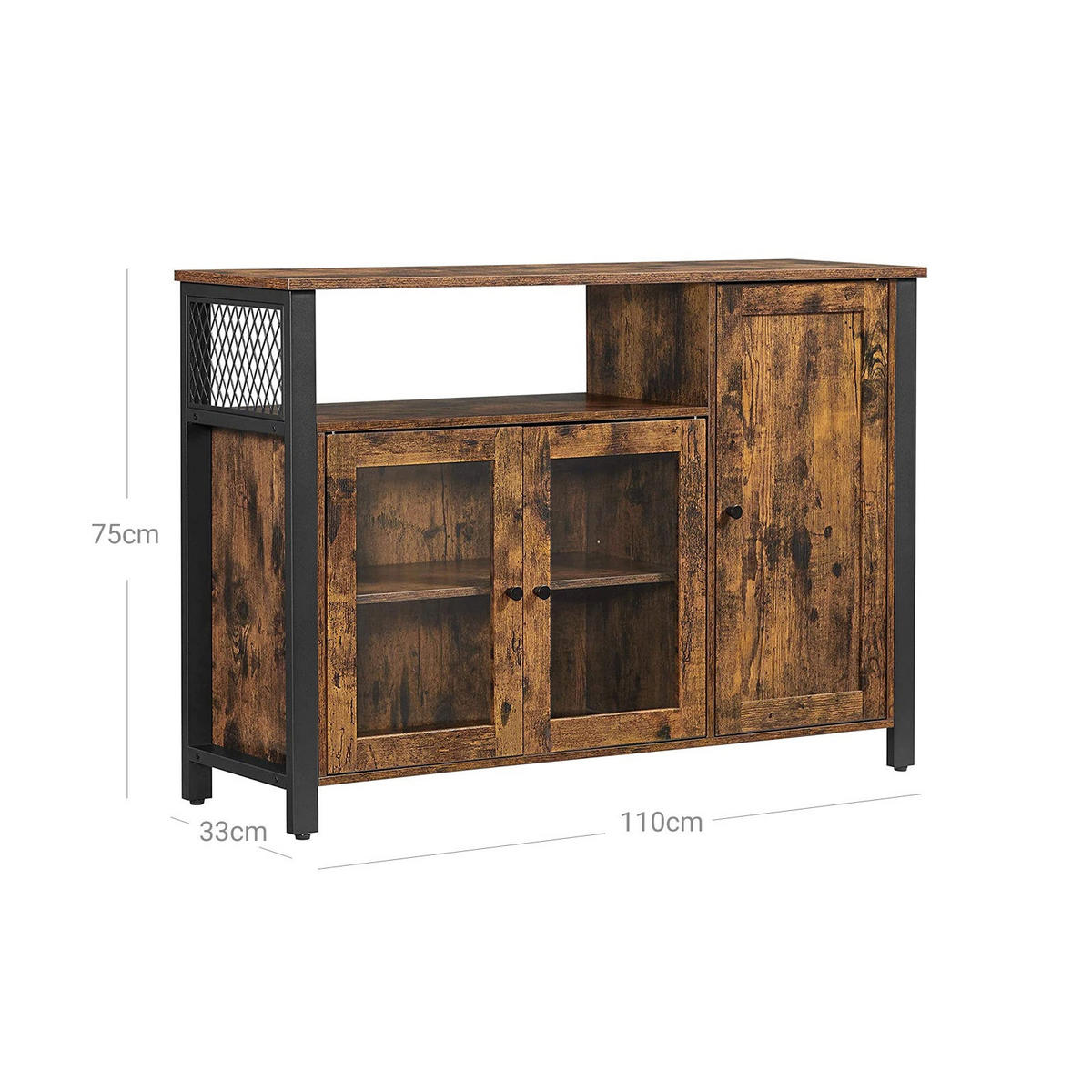 KÜCHENSCHRANK SIDEBOARD - Braun, Holzwerkstoff (33/75/110cm) - Hansiro