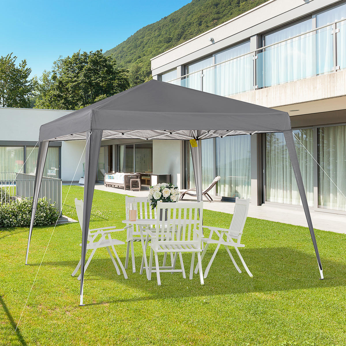 FALTPAVILLON, Grün, Stahl, Oxford - Grau, Metall (240/250/240cm) - Outsunny