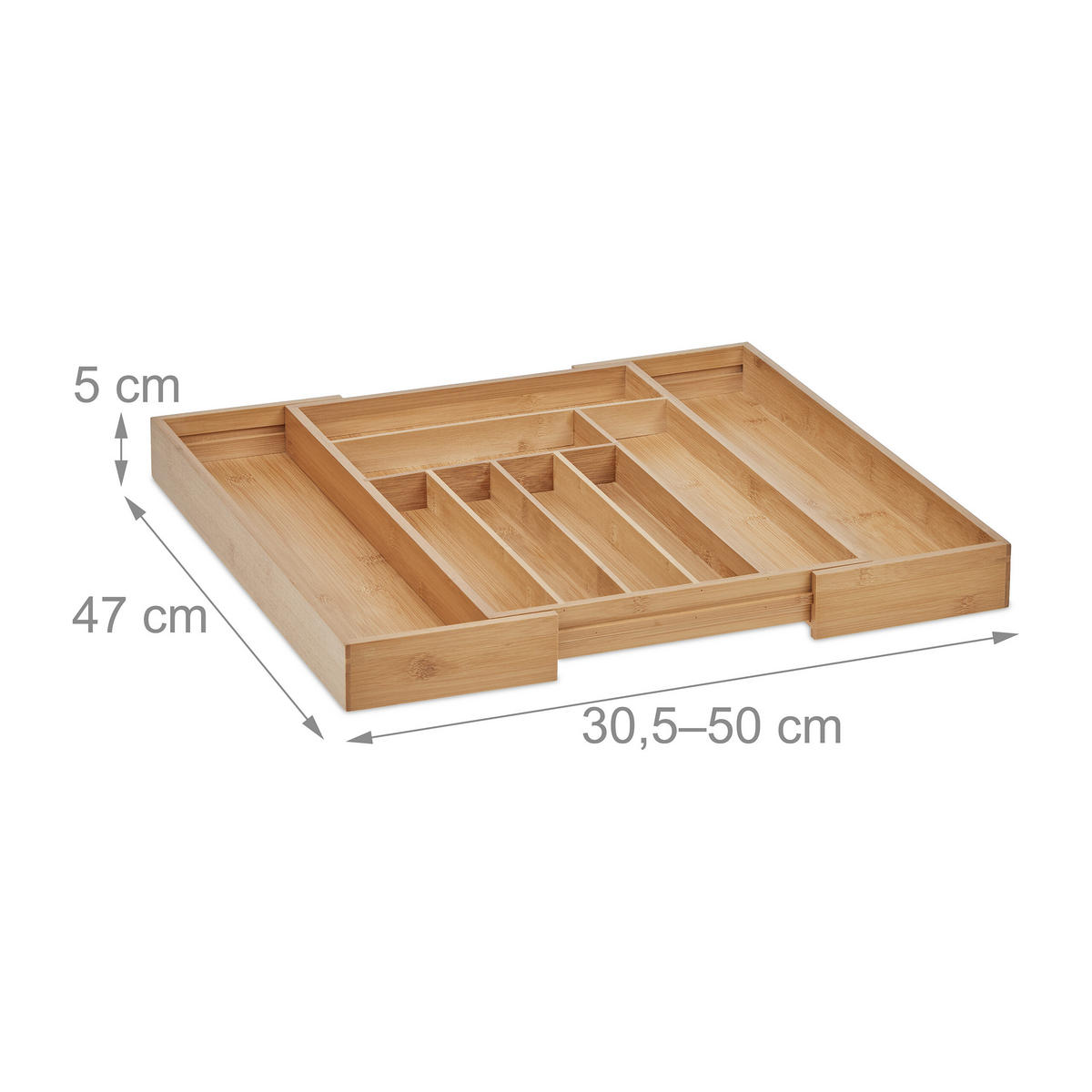 BESTECKKASTEN - Hellbraun, Holz/Kunststoff (50/5/47cm) - Relaxdays