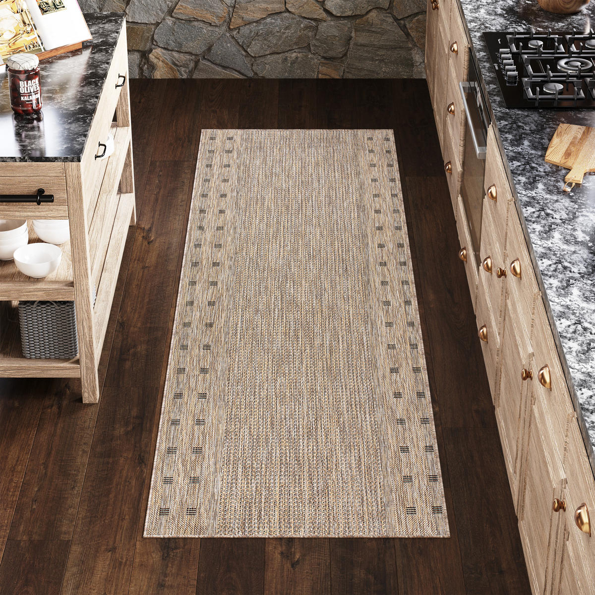 LÄUFER MELISSA Braun Modern Geometrisch 80/1200 cm - Braun, Textil (80/1200cm) - Tapiso