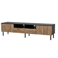 TV-RACK 180x40x45cm SchwarzHolzoptik Fernsehtisch mit Schubladen - Naturfarben, Holz (50.01/15.01/103cm) - Raelunyi