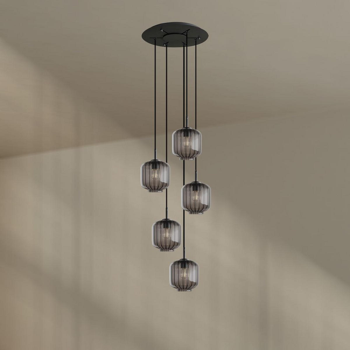 GALERIELEUCHTE Velo 5-flammig Rauch Ø 20cm - Anthrazit/Schwarz, Glas (20/20/20cm) - s.luce
