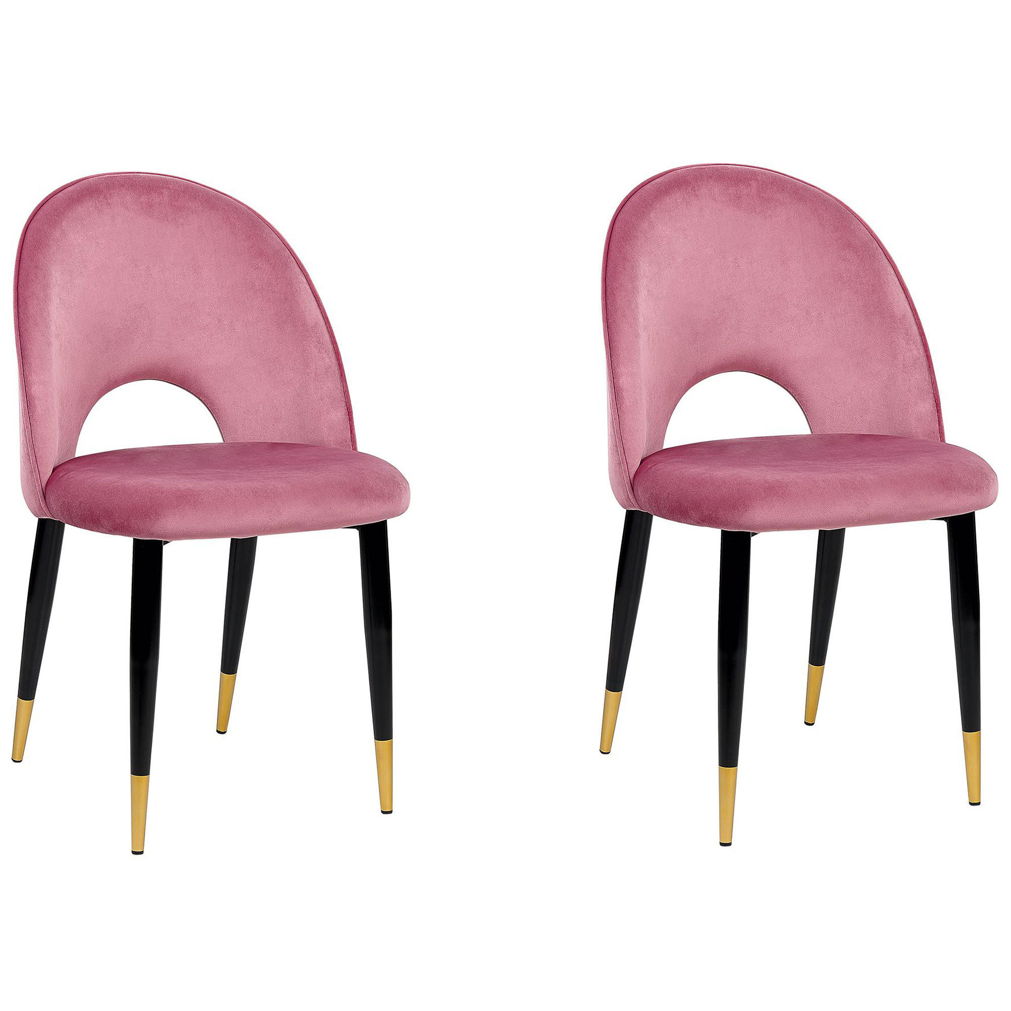 ESSZIMMERSTUHL 2er-Set Samtstoff Rosa Magalia - Pink, Textil/Metall (47/84/45cm) - Beliani