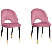 ESSZIMMERSTUHL 2er-Set Samtstoff Rosa Magalia - Pink, Textil/Metall (47/84/45cm) - Beliani