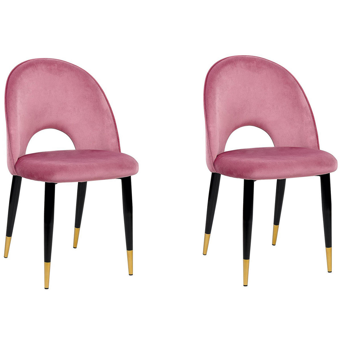ESSZIMMERSTUHL 2er-Set Samtstoff Rosa Magalia - Pink, Textil/Metall (47/84/45cm) - Beliani