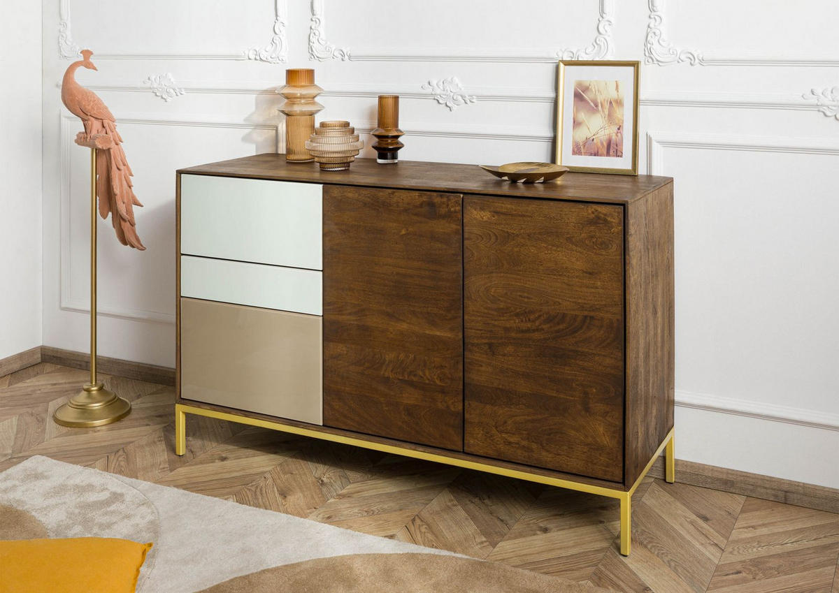 KOMMODE Mango 134x45x85 braun geölt CHICAGO #107 - Braun, Holz (134/85/45cm) - Massivmoebel24
