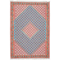 HANDWEBTEPPICH Kelim Senneh Blau 155/107 cm Schurwolle - Blau, Textil (107/155cm) - Looma