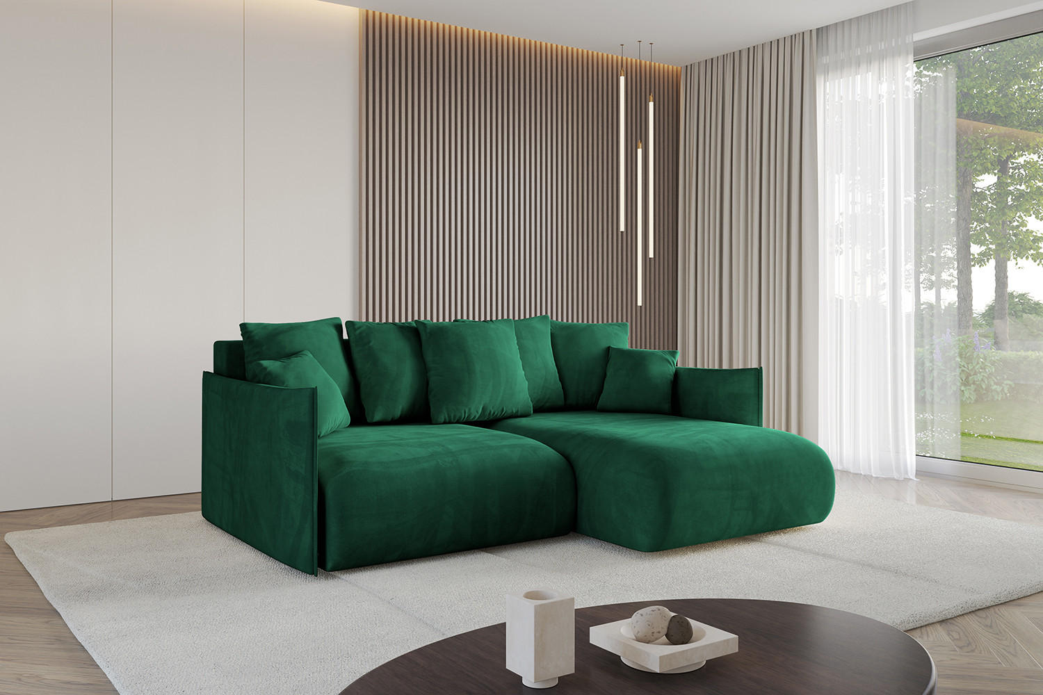 Thumbnail - Altdecor Ecksofa, Dunkelgrün, Textil, 4-Sitzer, 216x177 cm, Wohnzimmer, Sofas & Couches, Wohnlandschaften, Ecksofas