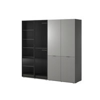 KLEIDERSCHRANK ZEN (Modular, Grau Matt, Grau & Getöntes Glas Antisol, 4-türig) - Schwarz/Grau, Holz/Holzwerkstoff (202/200/51cm) - Ravio
