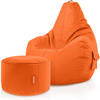 SITZSACK + Hocker "Cozy+Stay" 2er Set - Orange, Textil (70/90/80cm) - Green Bean