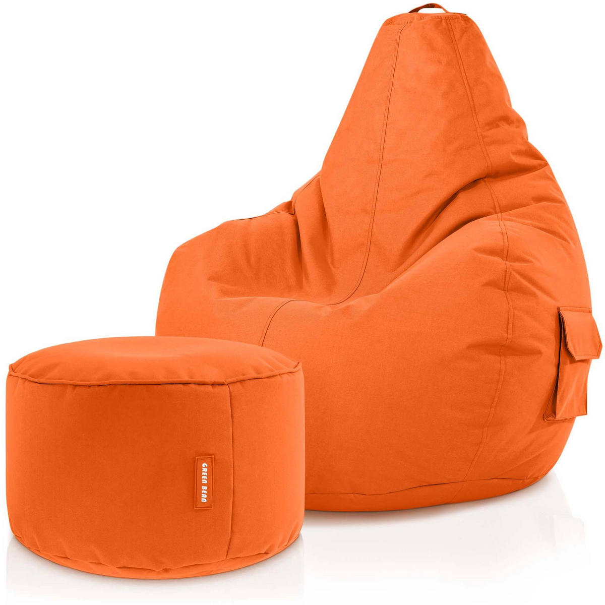 SITZSACK + Hocker "Cozy+Stay" 2er Set - Orange, Textil (70/90/80cm) - Green Bean
