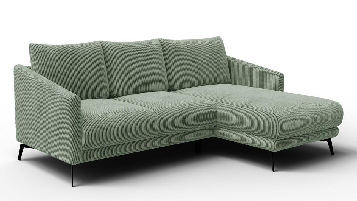 ECKSOFA VILT 3-Sitzer, mint - Schwarz/Mintgrün, Holzwerkstoff/Textil (221/156cm) - Courtois Laville