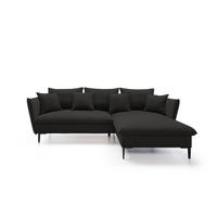 ECKSOFA GLOSS mit Schlaffunktion, Ottomane & goldenen Füßen – Samtsofa im GLOSSour-Stil mit Zierkissen, 258x167x91 cm, Rechte, BEIGE - Cappuccino, Holz/Textil (258/167cm) - DomoHome