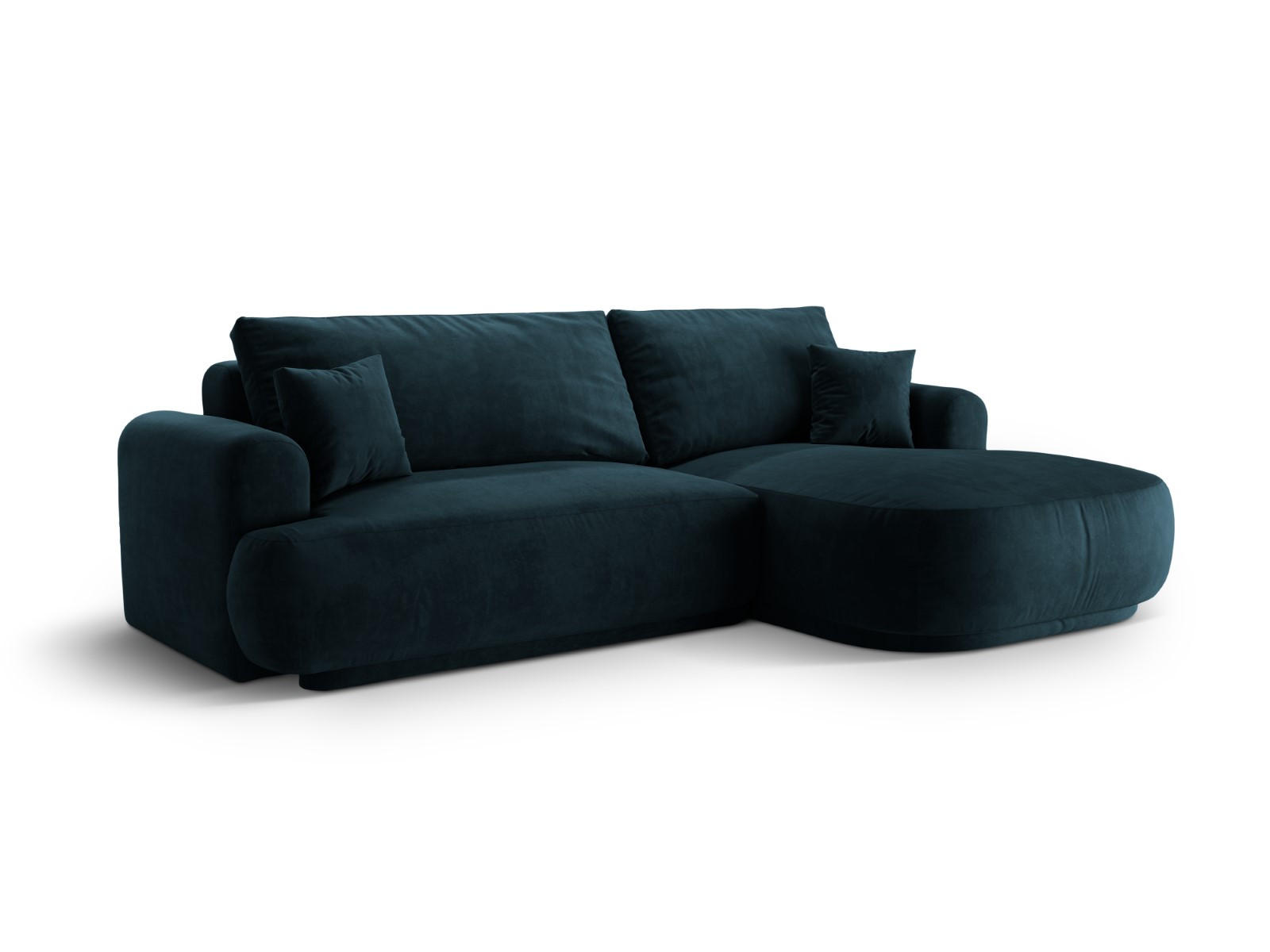 SCHLAFSOFA modular mit Bettkasten rechts Ella aus Samt petrol 5 Sitzplätze - Petrol, Textil (174/271cm) - Micadoni