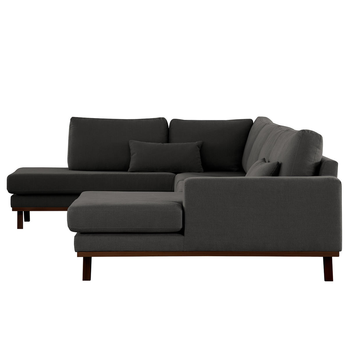 WOHNLANDSCHAFT mit Longchair - Anthrazit/Buchefarben, Buchenholz/Textil (371/81/219cm) - home24