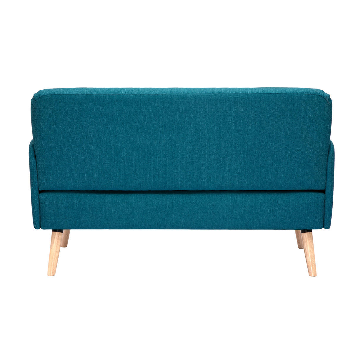 SOFA 2-Sitzer Entenblauer Stoff Helles Holz ISKO - Blau, Textil (131/81/76.5cm) - Miliboo