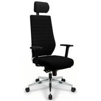 CHEFSESSEL V1301 Stoff Schwarz - ergonomisch, 150 kg belastbar, Sitzhöhe 45-55cm - Schwarz, Kunststoff/Textil (65/128/69cm) - Versee