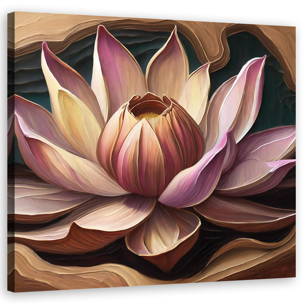 WANDBILD lotus blume natur - Pink, Textil (30/30cm) - Feeby