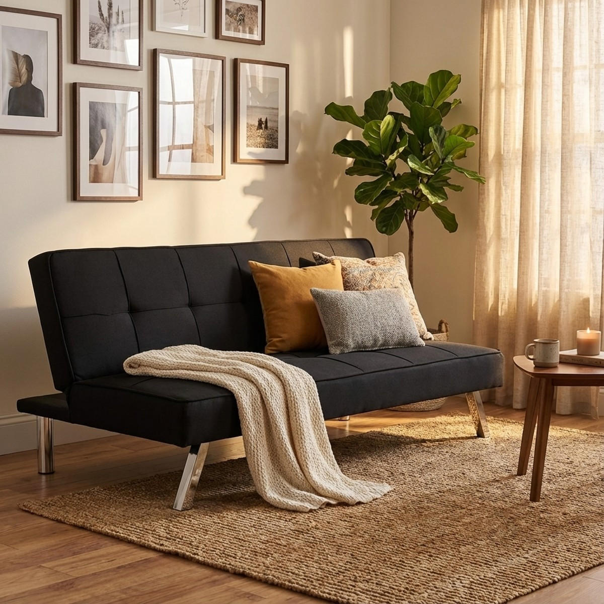SCHLAFSOFA Gemma - Schwarz - Schwarz, Textil (175/74/83cm) - Pasmara