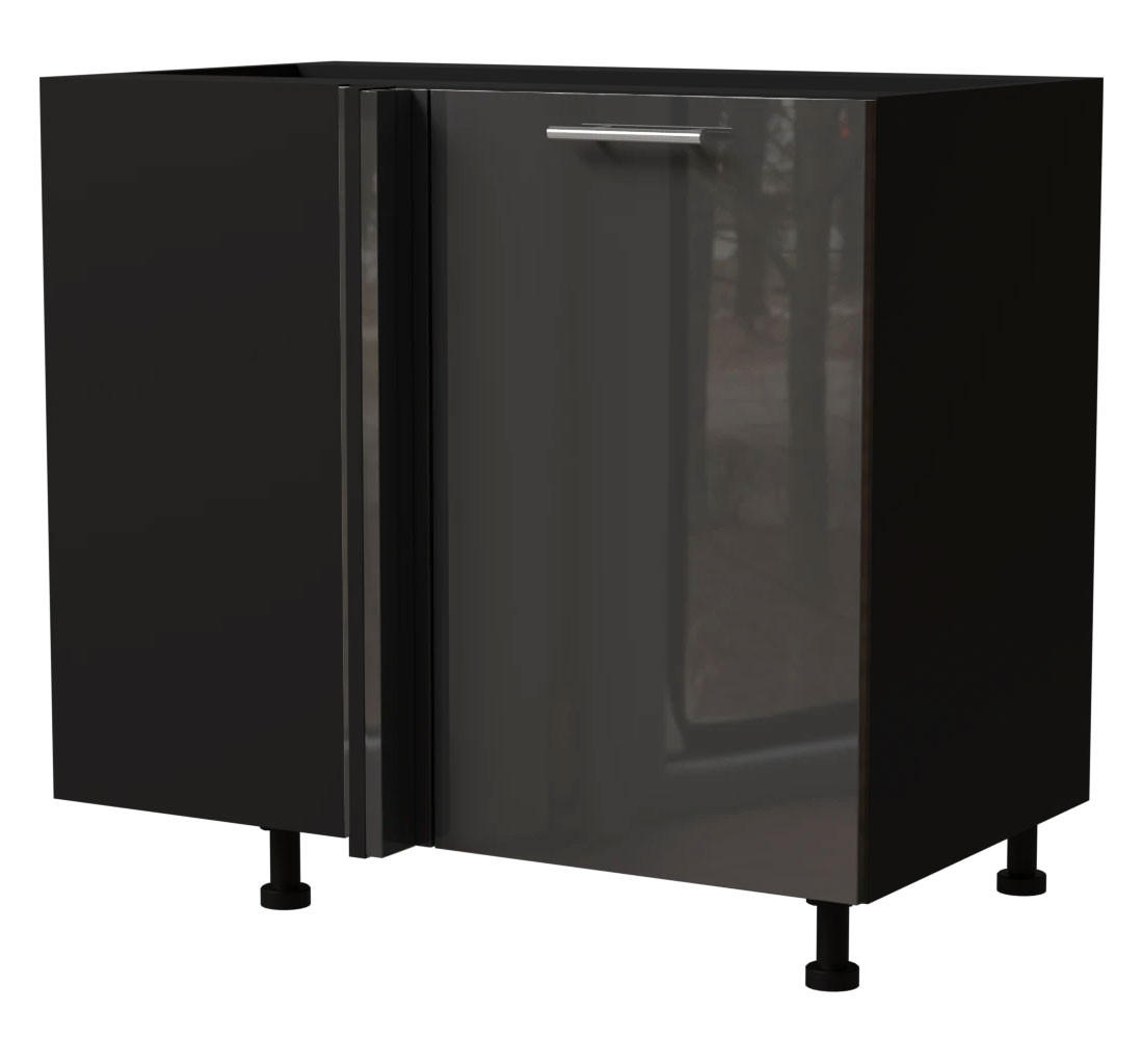 Feldmann-Wohnen Eck-Küchenschrank Graphit, Schwarz 90x82x50 cm