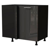 ECK-KÜCHENSCHRANK Essen D13U/90 Graphit Hochglanz / Schwarz Matt 90 / 50 / 82cm - Schwarz/Graphitfarben, Holz/Holzwerkstoff (90/82/50cm) - Feldmann-Wohnen