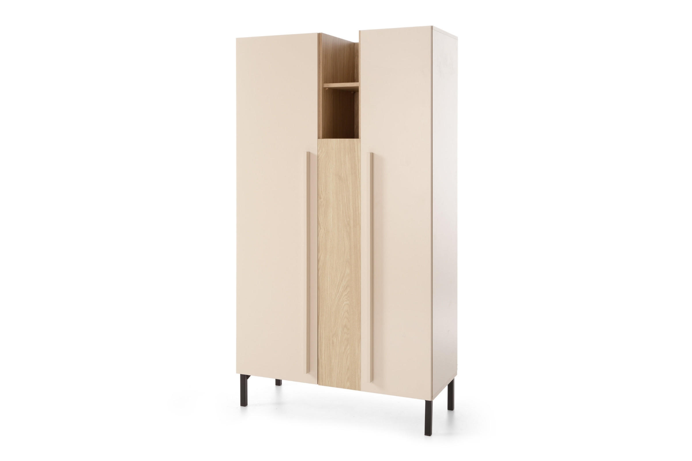 Deine Möbel 24 Kinderhochkommode Beige, Eiche, Dunkelblau 90x165x40 cm