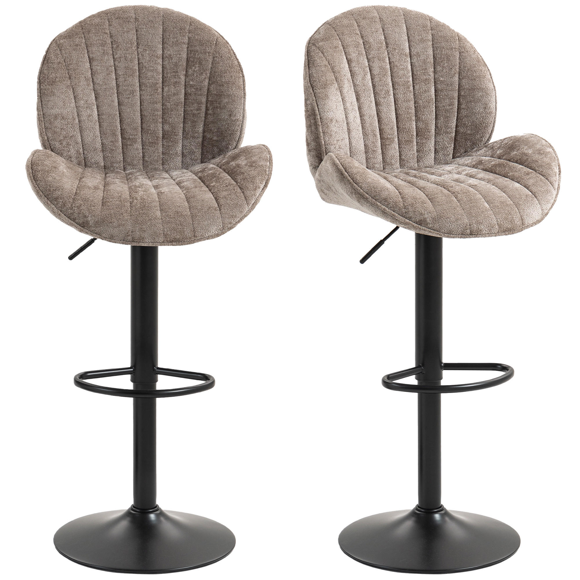 BARHOCKER 2er-Set DE-14773 muschelförmig & höhenverstellbar Braun - Braun, Metall (48/115/50cm) - ComfortXL