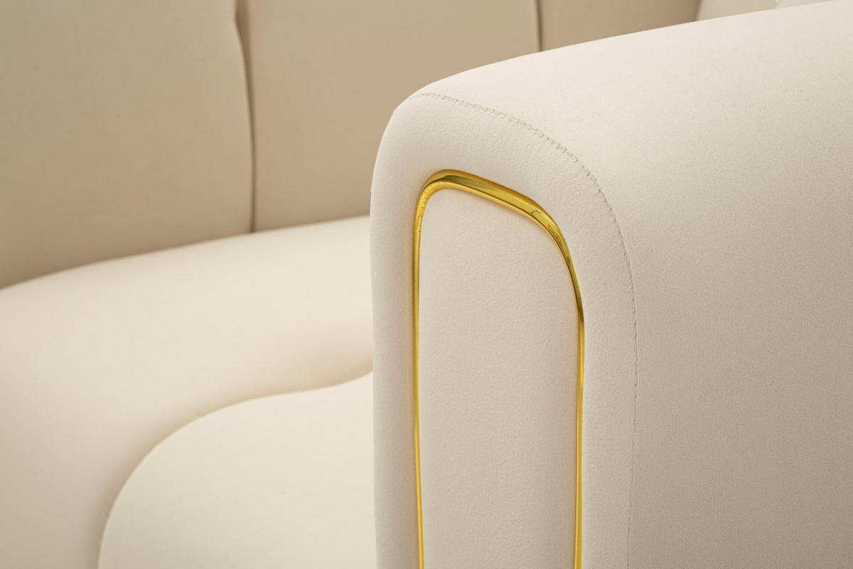 SESSEL Alma Cushion, cremefarben und goldfarben, Polyester, Eukalyptusholz, Kiefernholz, Sperrholz und Metall, 81 x 97 x 71 cm - Goldfarben/Creme, Holz/Holzwerkstoff (81/71/97cm) - Mauro Ferretti