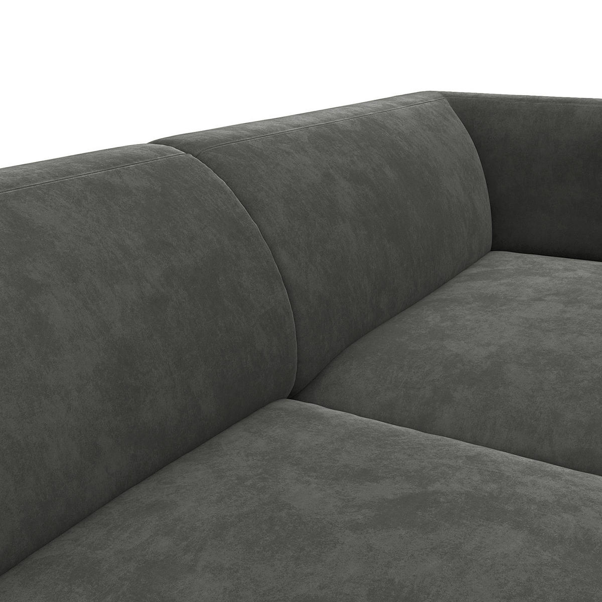 2,5-SITZER ECKSOFA mit Longchair - Schwarz/Grün, Textil/Metall (271/148cm) - home24