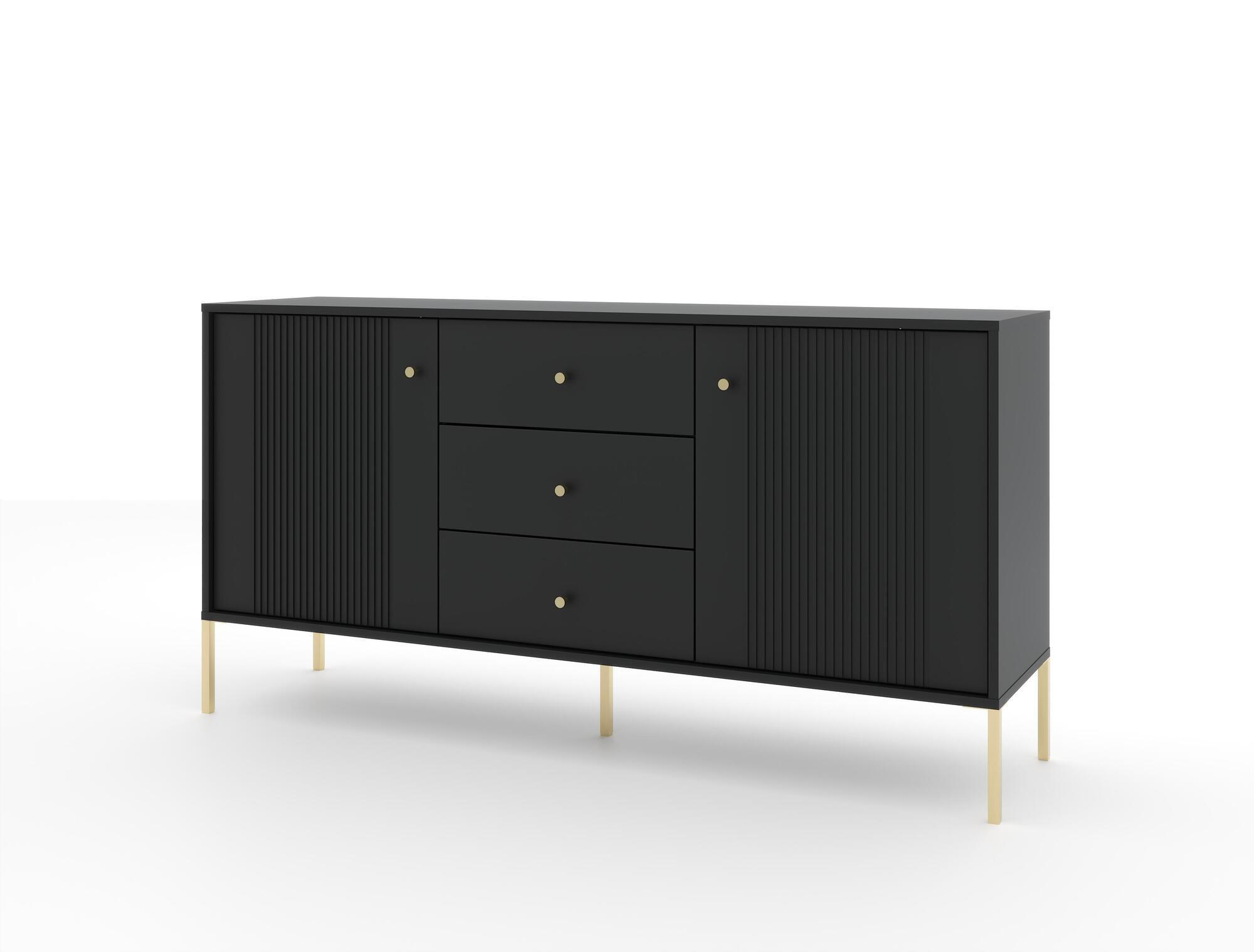 SIDEBOARD ISEO Schwarz, Gold 154x39x79 cm - Goldfarben/Schwarz, Holzwerkstoff (154/79/39cm) - FURNLUX