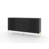 SIDEBOARD ISEO Schwarz, Gold 154x39x79 cm - Goldfarben/Schwarz, Holzwerkstoff (154/79/39cm) - FURNLUX