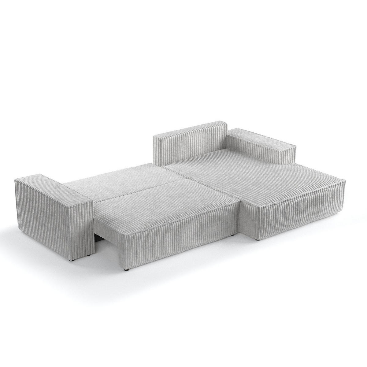 ECKSOFA Maze Grau Plüsch - Rechts Seite - Schwarz/Grau, Holz/Holzwerkstoff (294/185cm) - Maison de Reve