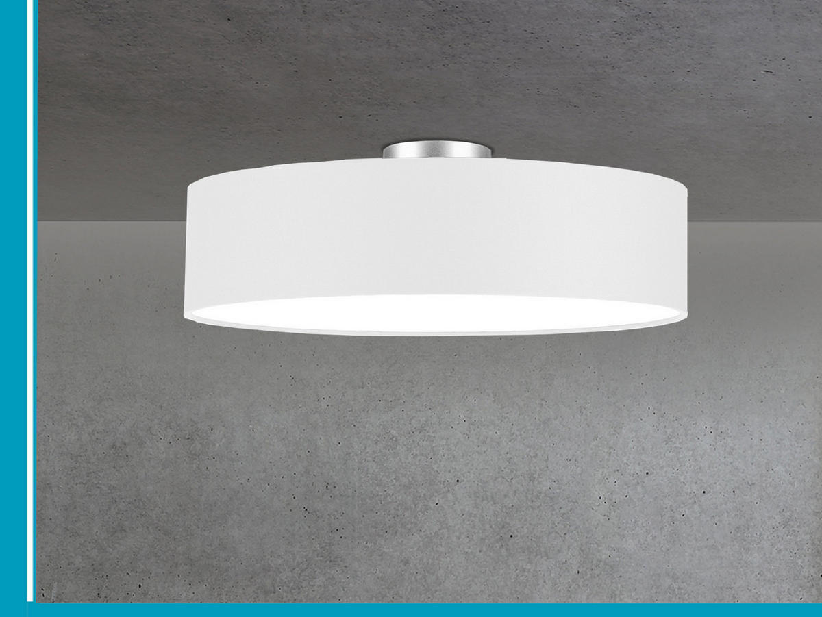 DECKENLAMPE Ø50cm, Lampenschirm Stoff Weiß - Weiß, Textil (50/50/19cm) - meineWunschleuchte