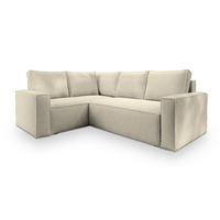 ECKSOFA ESTANO L-S Creme Kordstoff mit Schlaffunktion - Creme, Holz (230/158cm) - MASSENO